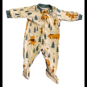 Disney Winnie the Pooh Cream and Green One Piece Footies with Woodland Charm